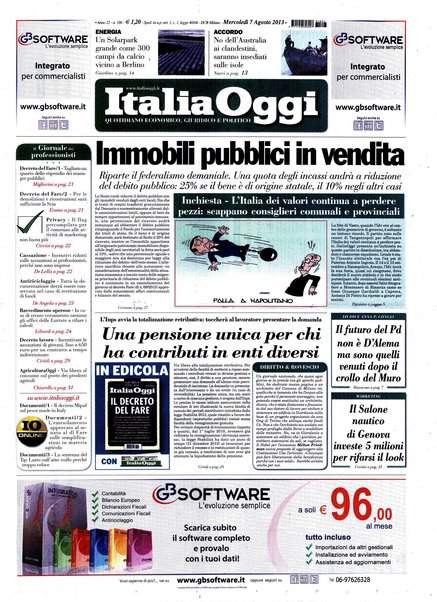 Italia oggi : quotidiano di economia finanza e politica